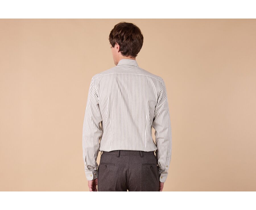 Flannel shirt – Ecru and Khaki stripes - SIMION II