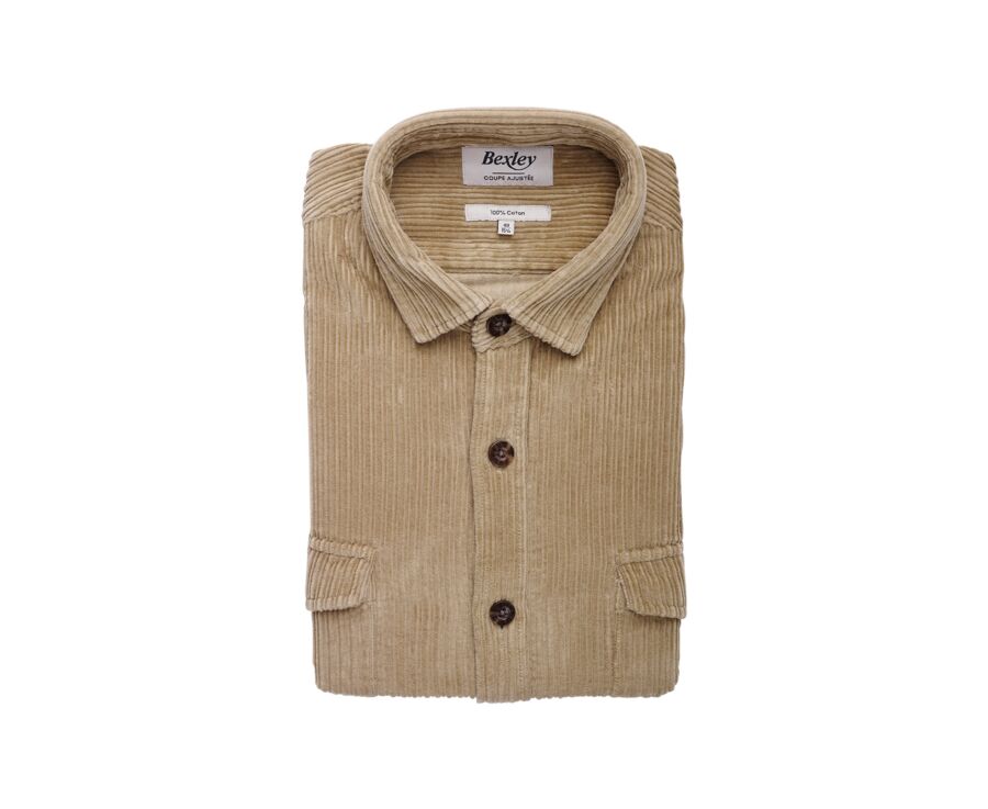 Beige - Corduroy over shirt - VICTORIUS