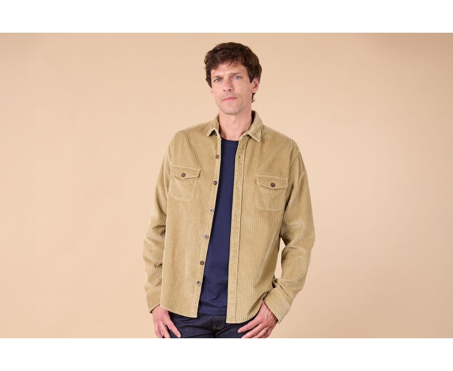 Beige - Corduroy over shirt - VICTORIUS