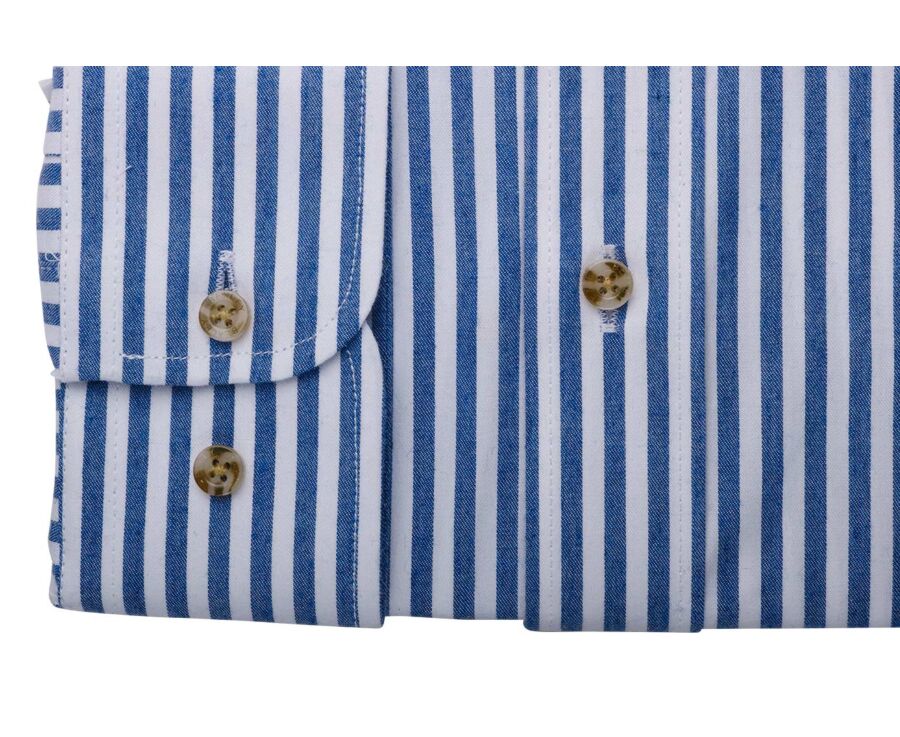 Flannel shirt – Ecru and blue stripes - SIMILIEN