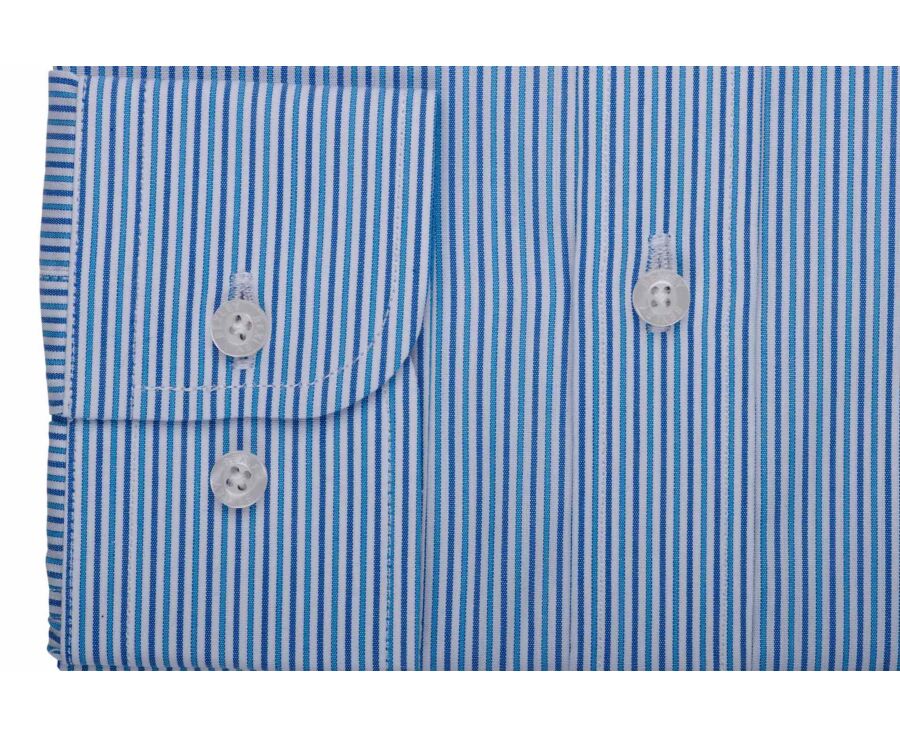 Men’s fine striped shirt in blue and green - FLORIEN