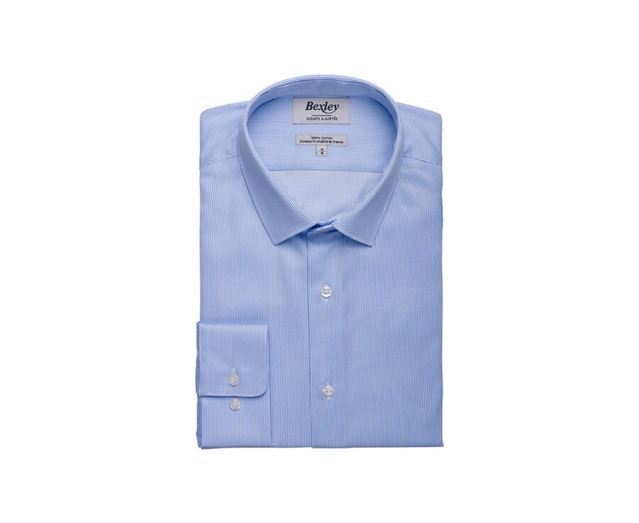 Twill Shirt for Men – Light Blue & White Stripes - DUNANT CLASSIC