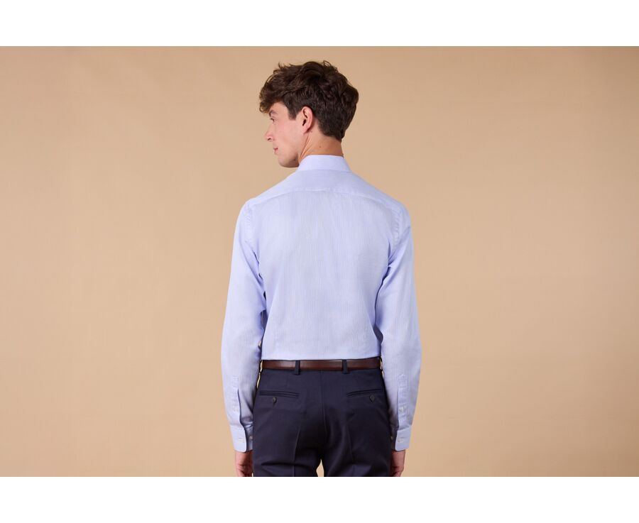 Twill Shirt for Men – Light Blue & White Stripes - DUNANT CLASSIC