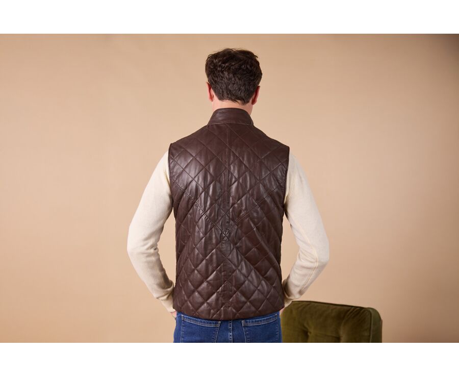 Chocolate leather Down Jacket - NICKELSON