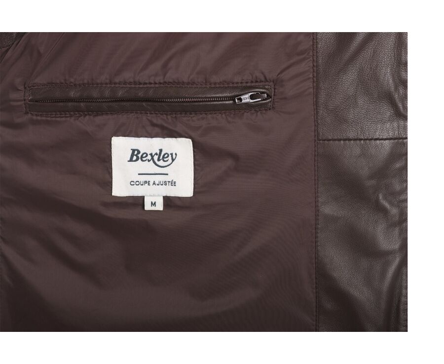 Chocolate leather Down Jacket - NICKELSON