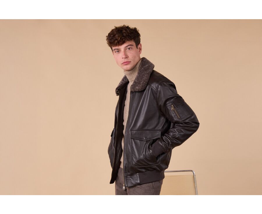 Men’s chocolate aviator jacket - TYLER II
