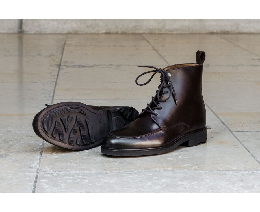 Chocolate Derby Boots - Rubber outsole - HUDSON HIGH GOMME COUNTRY