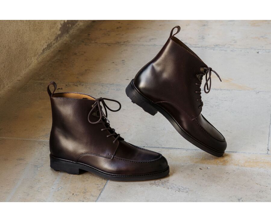 Chocolate Derby Boots - Rubber outsole - HUDSON HIGH GOMME COUNTRY