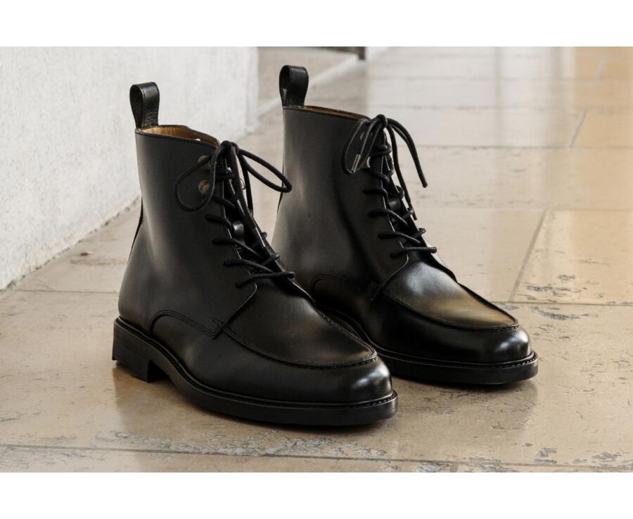 Black Derby Boots - Rubber outsole - HUDSON HIGH GOMME COUNTRY