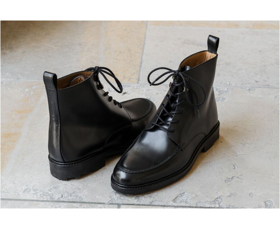 Black Derby Boots - Rubber outsole - HUDSON HIGH GOMME COUNTRY