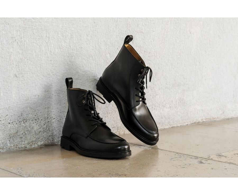 Black Derby Boots - Rubber outsole - HUDSON HIGH GOMME COUNTRY