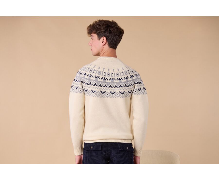 Crew neck jumper with Icelandic style – Ecru - ELVAR
