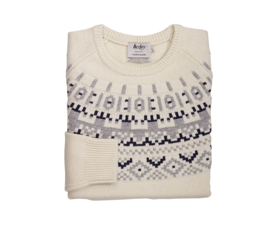 Crew neck jumper with Icelandic style – Ecru - ELVAR
