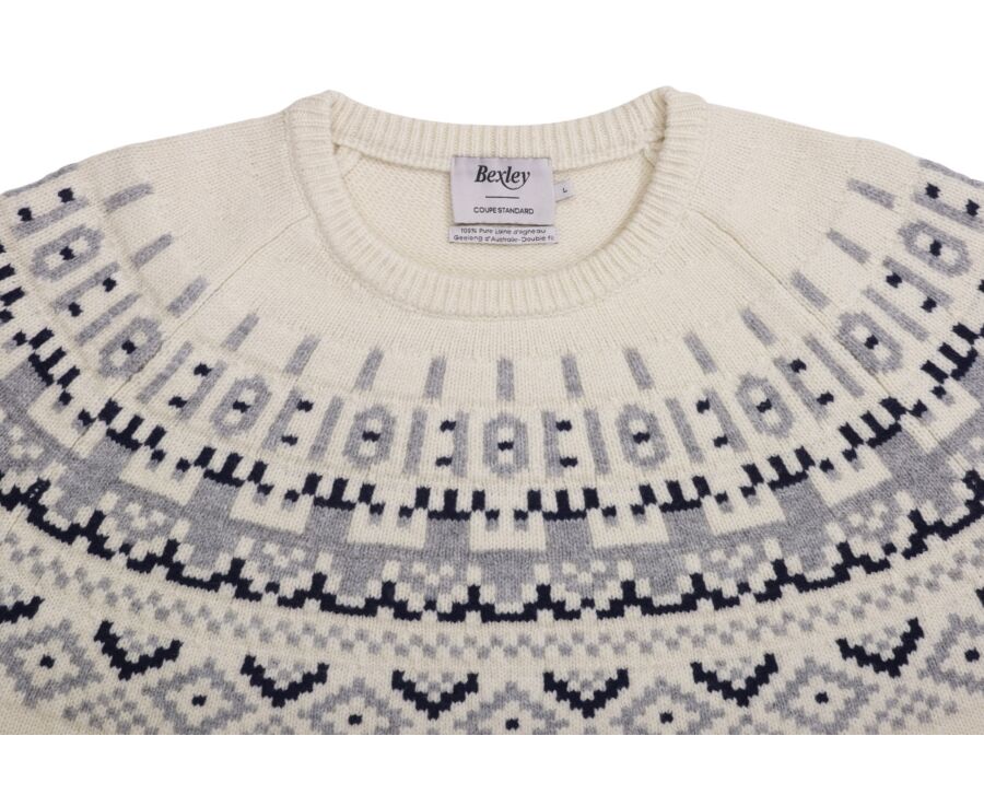 Crew neck jumper with Icelandic style – Ecru - ELVAR