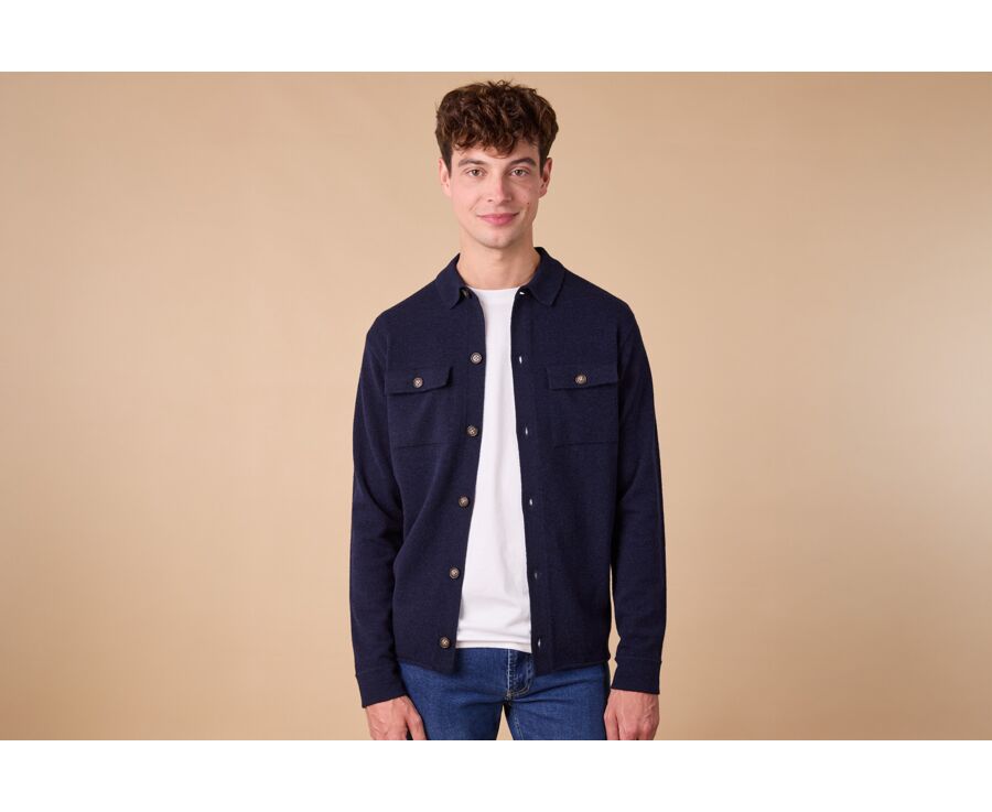 Knitted Overshirt – Navy - WARRICK