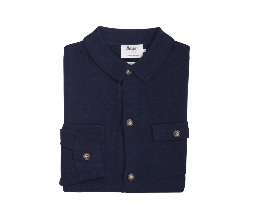 Knitted Overshirt – Navy - WARRICK