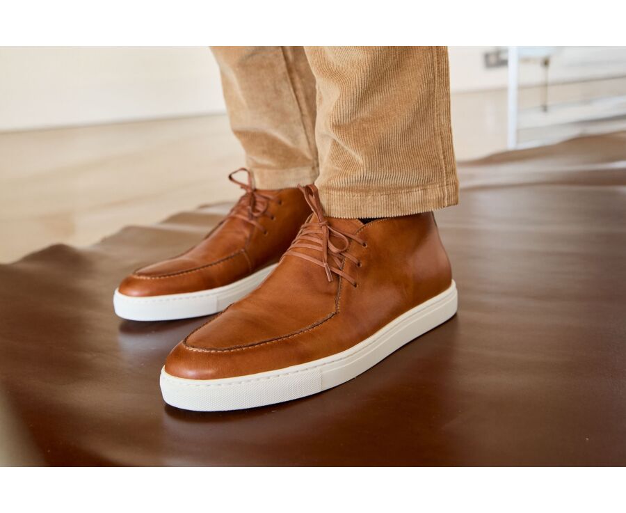 High-top Men's Sneaker – Patinated Chestnut - TAHARA