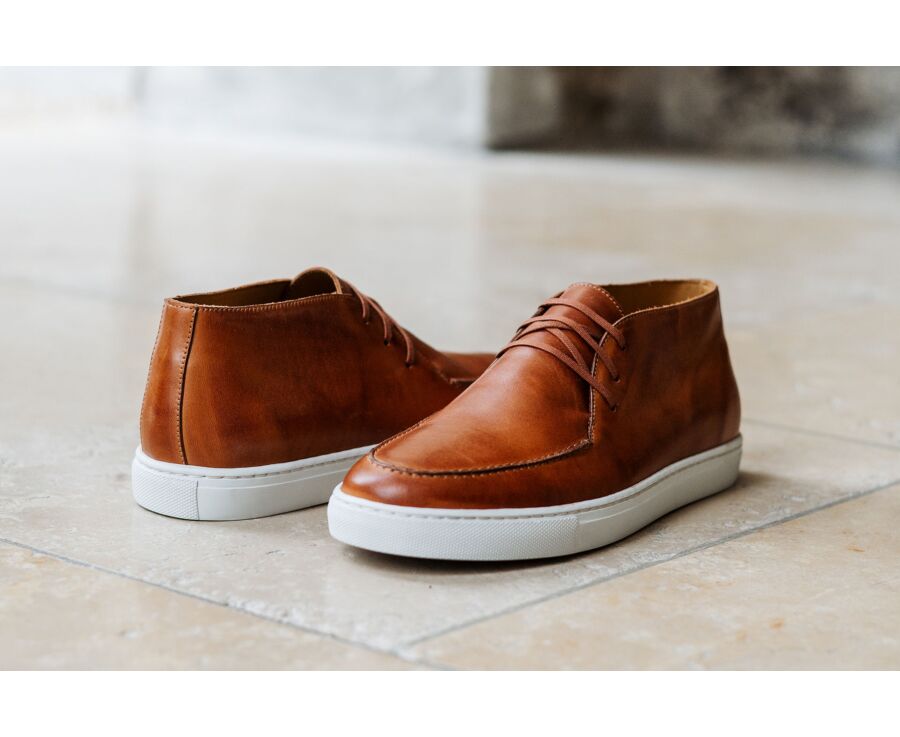 High-top Men's Sneaker – Patinated Chestnut - TAHARA