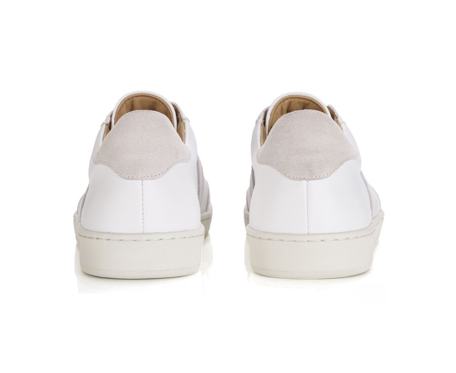 Men’s leather sneakers – White and ecru suede - NANGKITA
