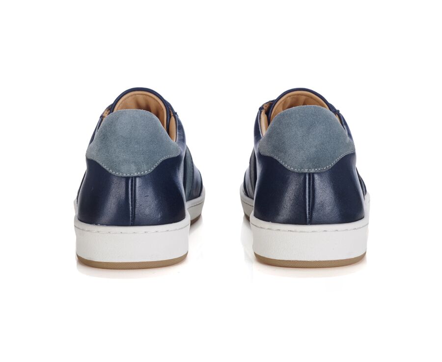 Men’s leather sneakers – Patinated navy and grey suede - NANGKITA