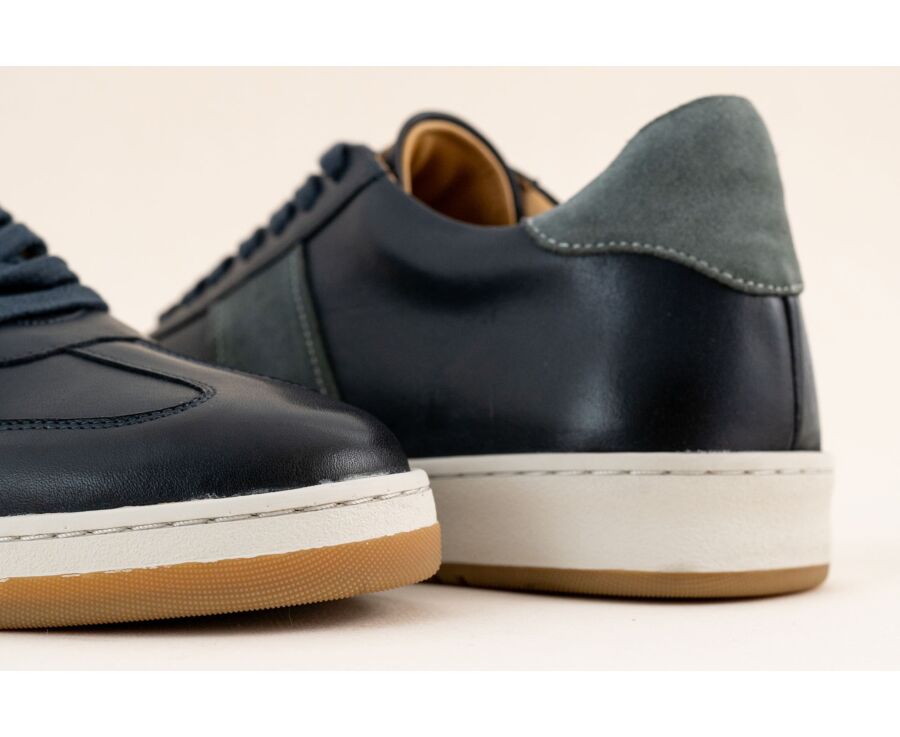 Men’s leather sneakers – Patinated navy and grey suede - NANGKITA