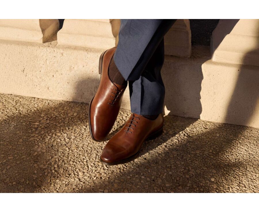 Oxford Shoes Men – Cognac Patina - CARNEGIE PATIN
