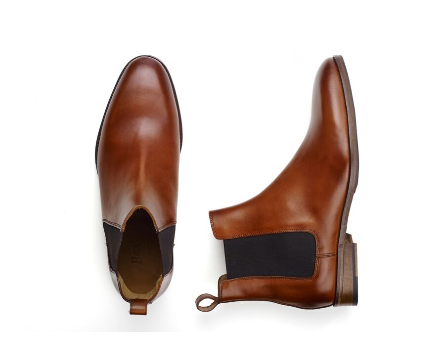 Men's Patina Cognac Chelsea Boots - STANHIGH PATIN