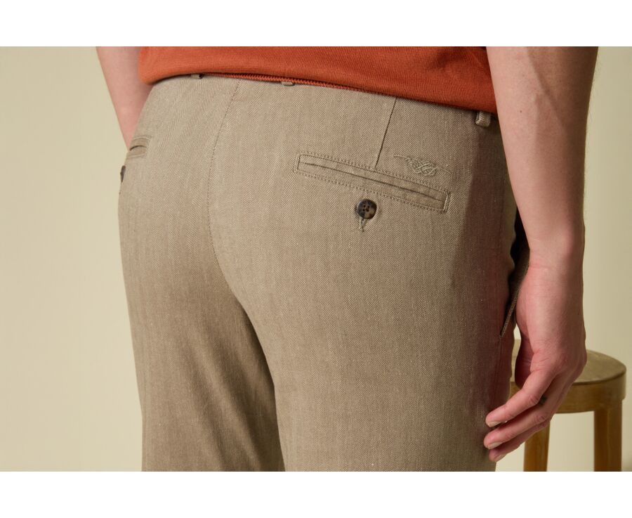 Men's chino trousers Light Khaki Chevron - KERYLL