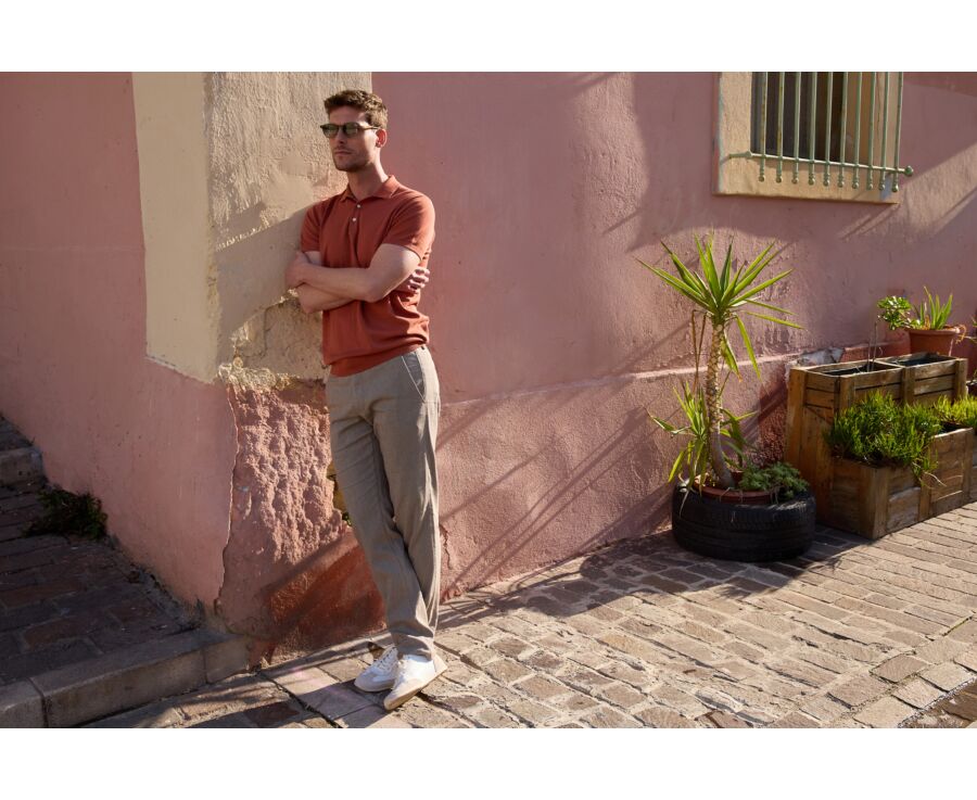 Men's chino trousers Light Khaki Chevron - KERYLL