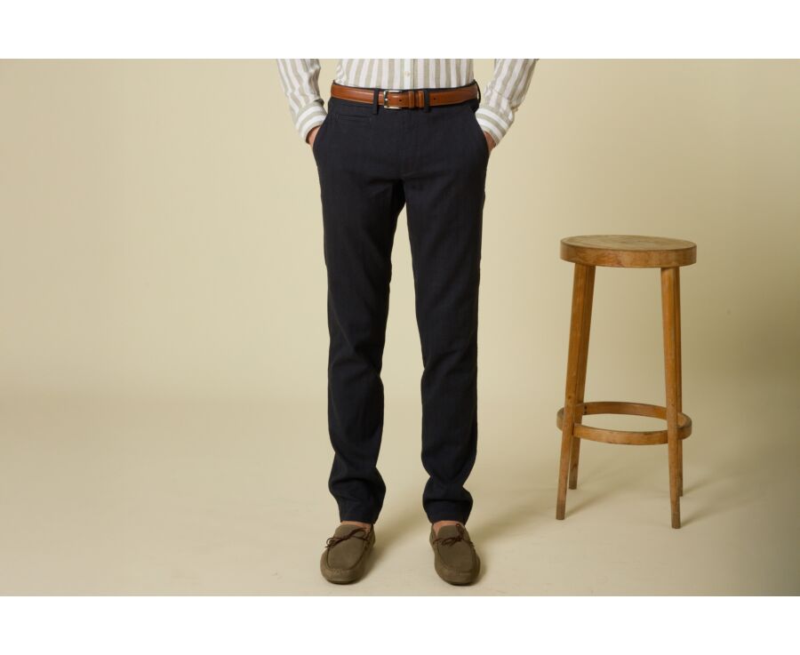 Men's chino trousers Dark Navy Chevron - KERYLL