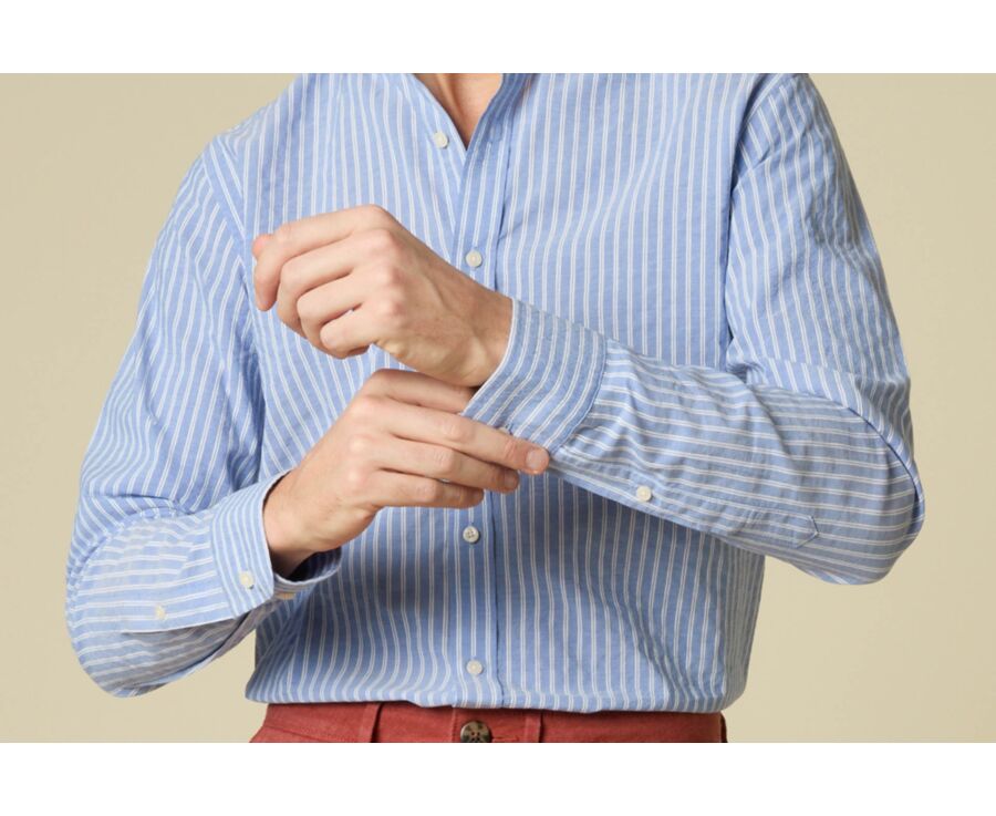 Blue & White cotton linen shirt - FOLBERT