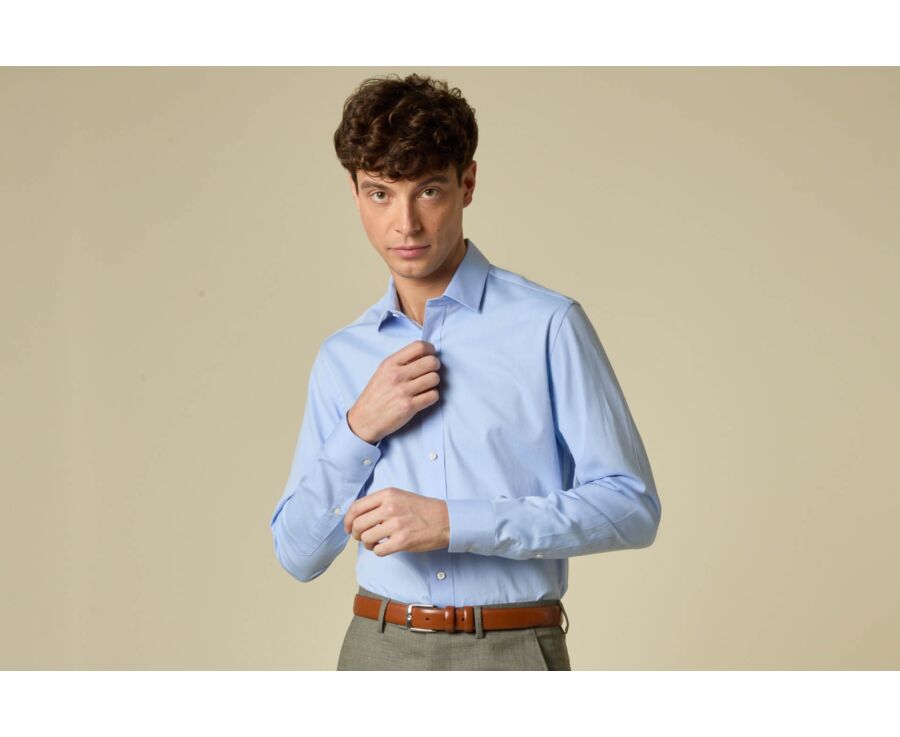 Men’s sky blue twill shirt - MALVINIEN CLASSIC