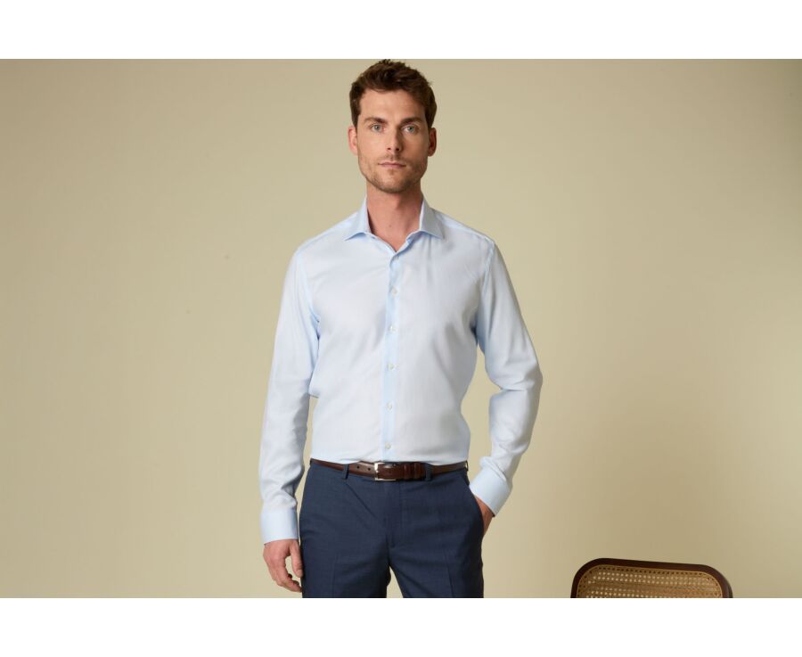 Twill Shirt for Men - Light Blue  - TOMMASO CLASSIC
