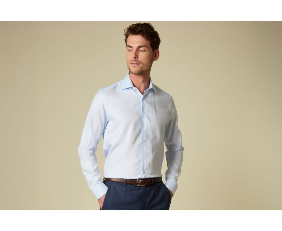 Twill Shirt for Men - Light Blue  - TOMMASO CLASSIC