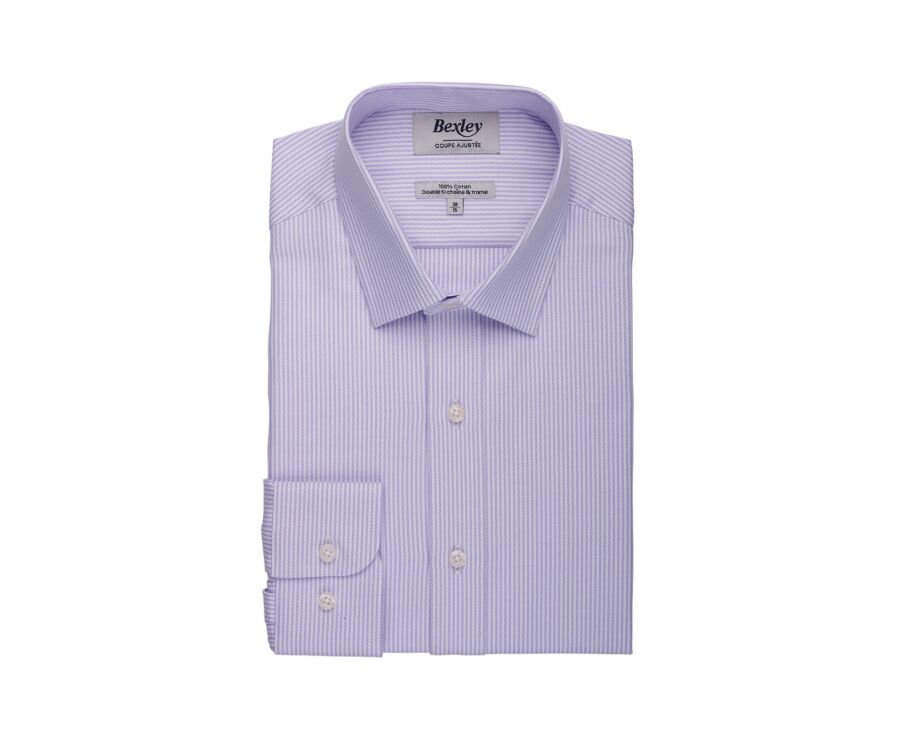 Men’s fine striped shirt in lilac and white - DAMELIN
