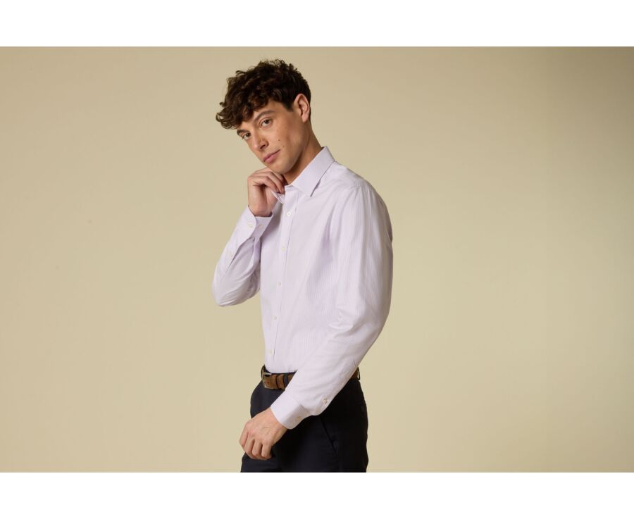 Striped shirt for men - Lavender and White - DAMELIN