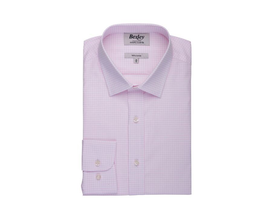 Men’s adjusted fit fine checked shirt in light pink - VIBERT
