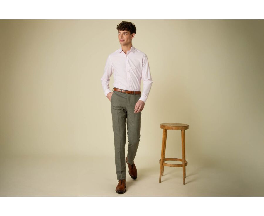 Men's twill shirt – Light Pink & White - VIBERT