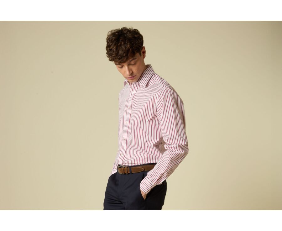 White and Red Shirt – End-on-End Fabric - MILFRED