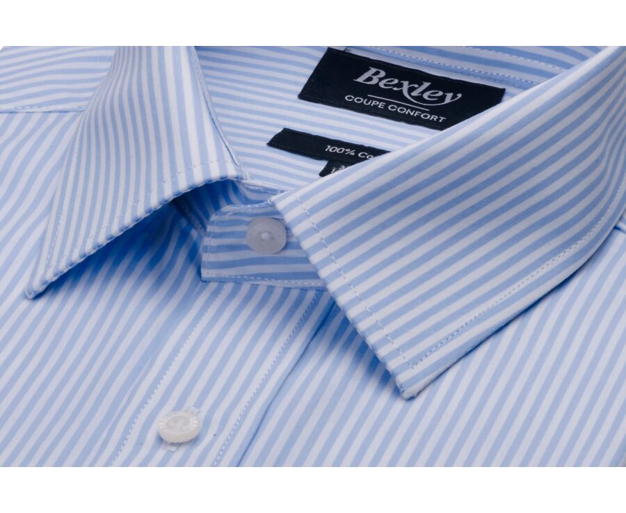 Light Blue & White striped short sleeve shirt - MAZAIRE