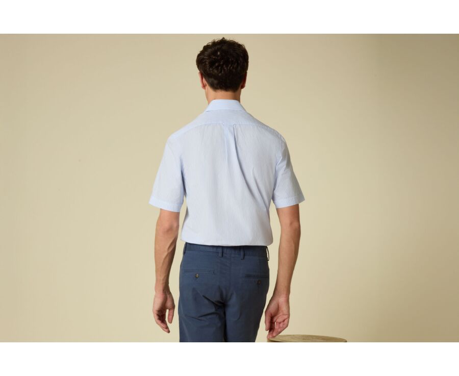 Light Blue & White striped short sleeve shirt - MAZAIRE