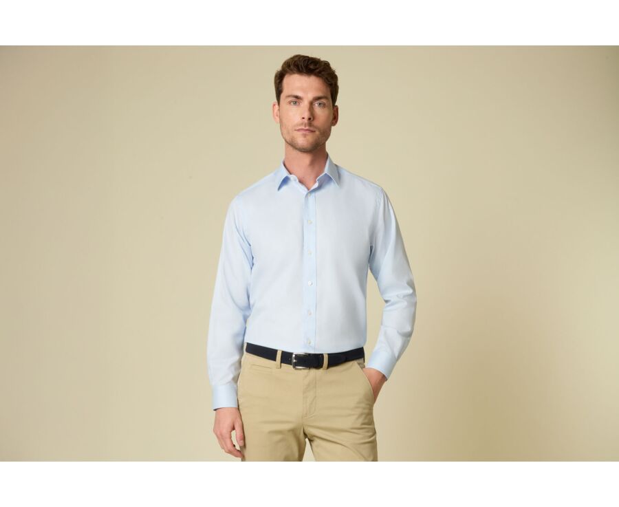 Men's shirt in cotton - Pale Blue - DELMONT
