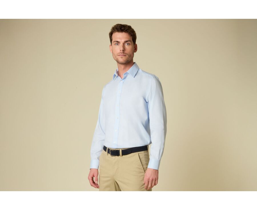 Men's shirt in cotton - Pale Blue - DELMONT