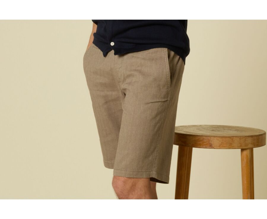 Light Khaki Chevron Bermuda Shorts - KYRAS