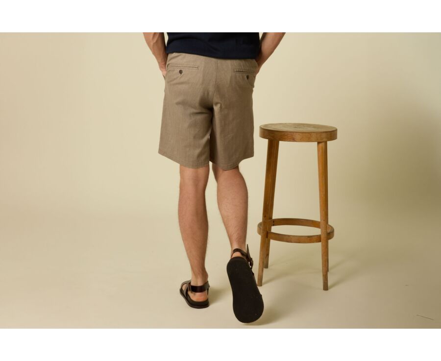 Light Khaki Chevron Bermuda Shorts - KYRAS