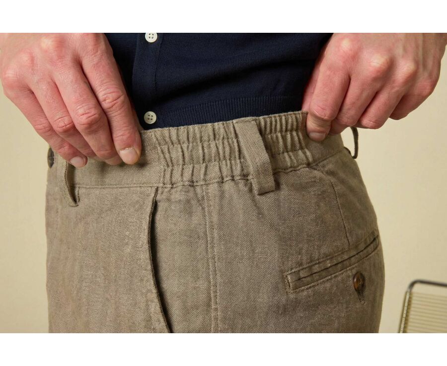 Light Khaki Chevron Bermuda Shorts - KYRAS