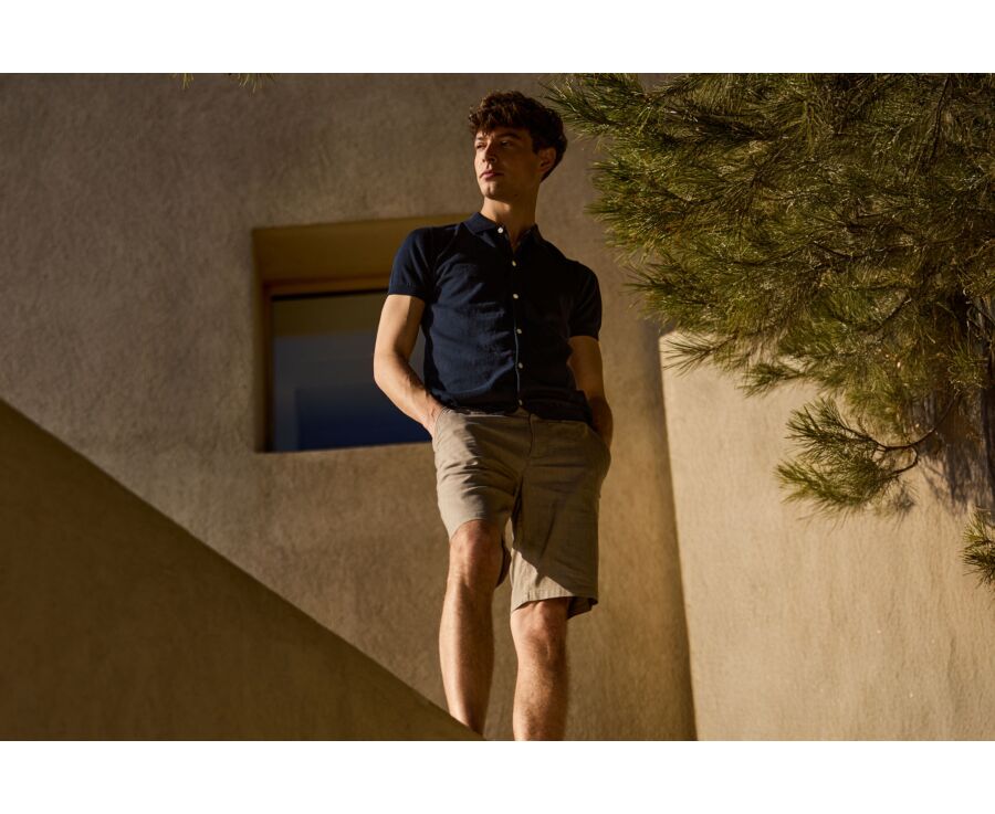 Light Khaki Chevron Bermuda Shorts - KYRAS