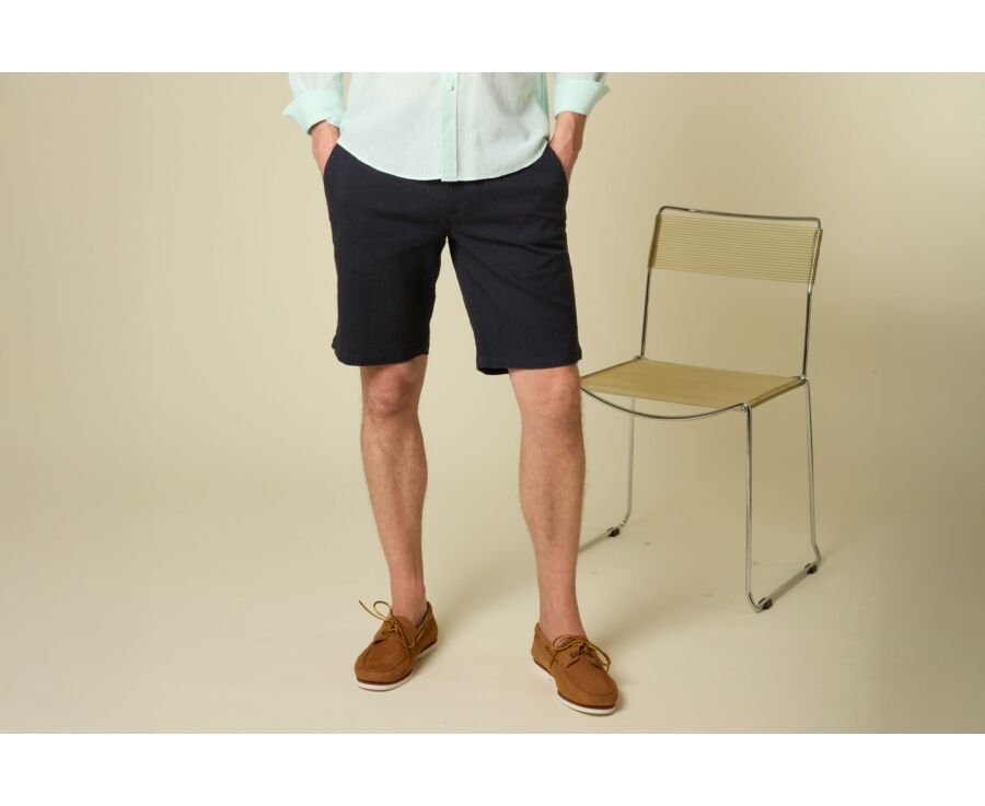 Dark Navy Chevron Bermuda Shorts - KYRAS