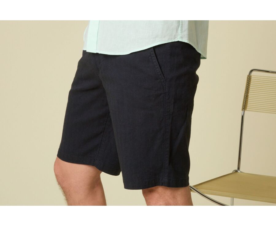 Dark Navy Chevron Bermuda Shorts - KYRAS