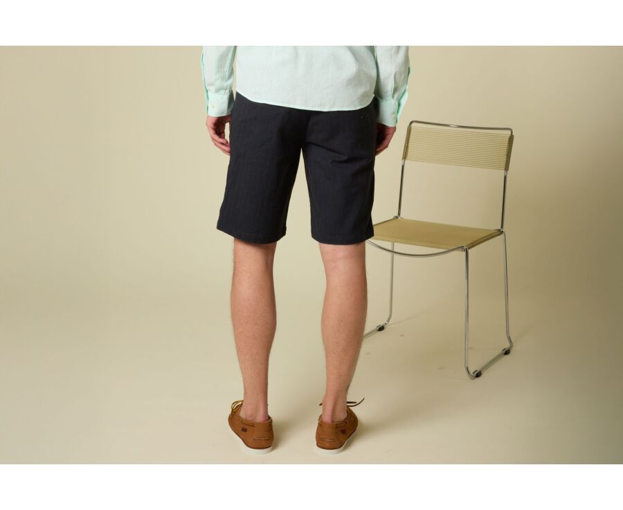 Dark Navy Chevron Bermuda Shorts - KYRAS